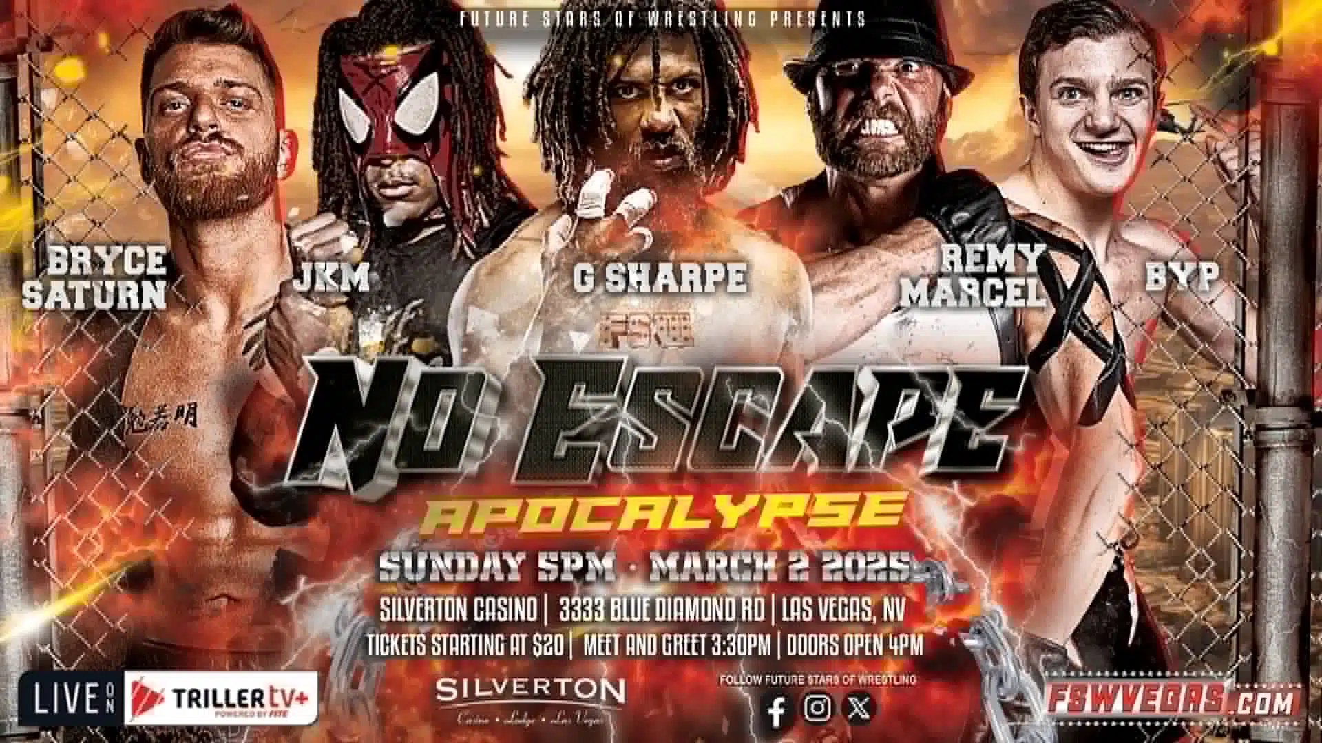 Future Stars of Wrestling FSW No Escape Apocalypse 2025 Bryce Saturn vs JKM vs Gregory Sharpe vs Remy Marcel vs Bodhi Young Prodigy