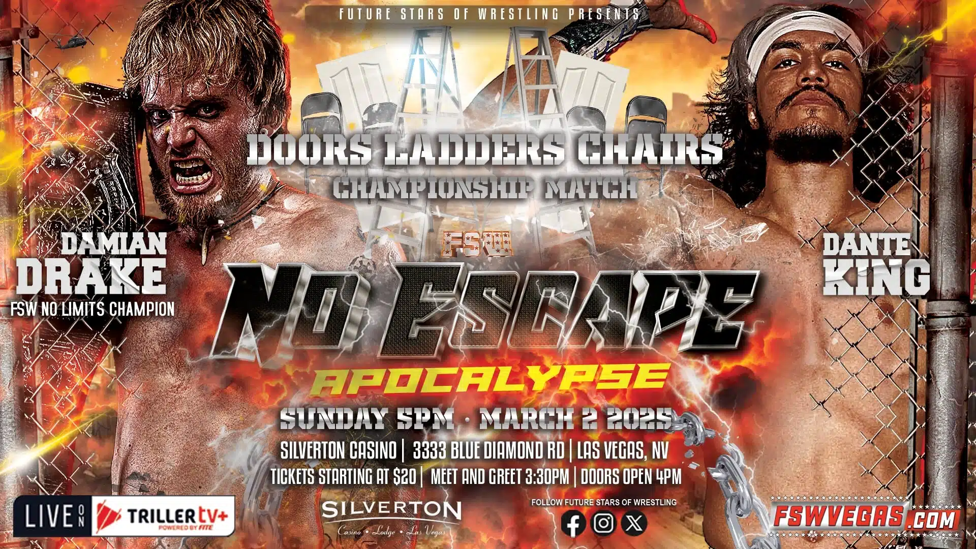 Future Stars of Wrestling FSW No Escape Apocalypse 2025 Damian Drake vs Dante King