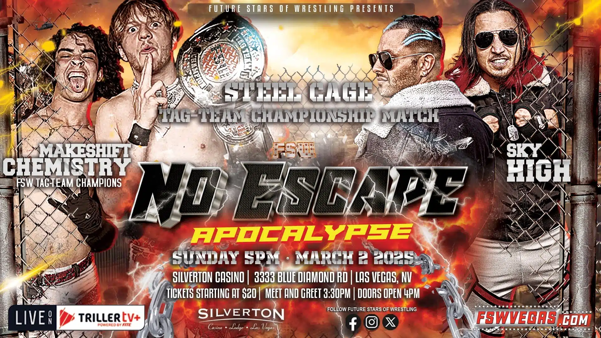 Future Stars of Wrestling FSW No Escape Apocalypse 2025 Makeshift Chemistry vs Sky High