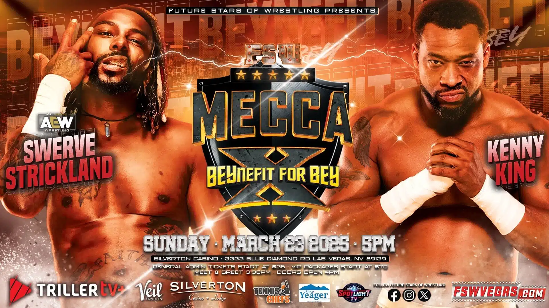 Future Stars of Wrestling FSW Mecca X Benefit for Bey Kenny King vs Swerve Strickland