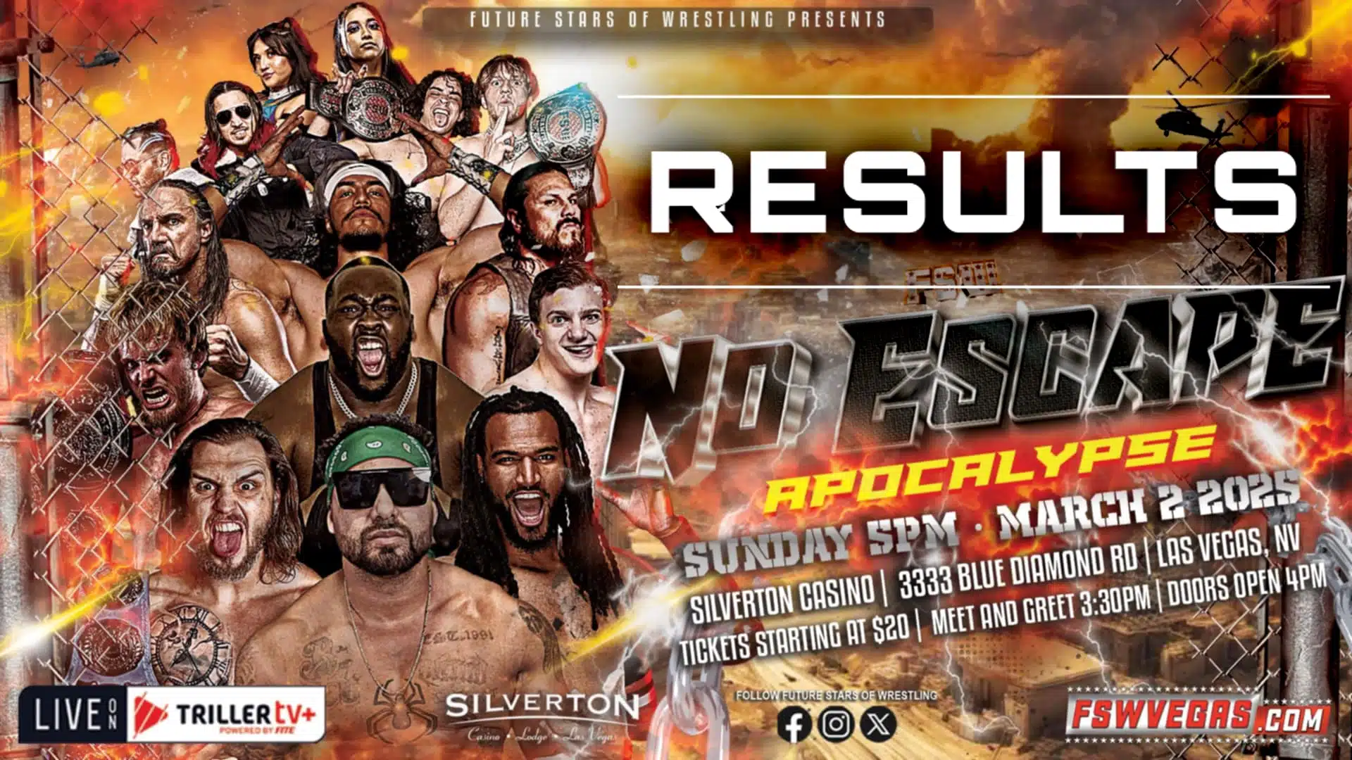 Future Stars of Wrestling FSW No Escape Apocalypse Results